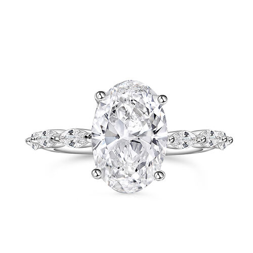 Jeulia Oval Engagement Ring Sterling Silver with Six Marquise Side ...