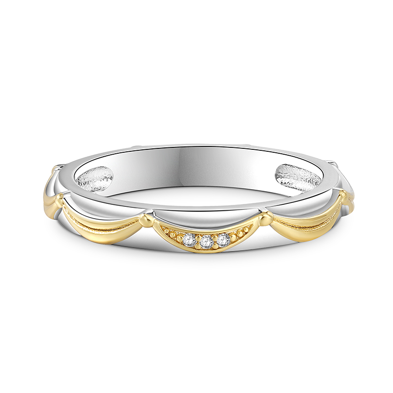 Jeulia Simple Women Wedding Bands Blooming Skirt Design Sterling Silver