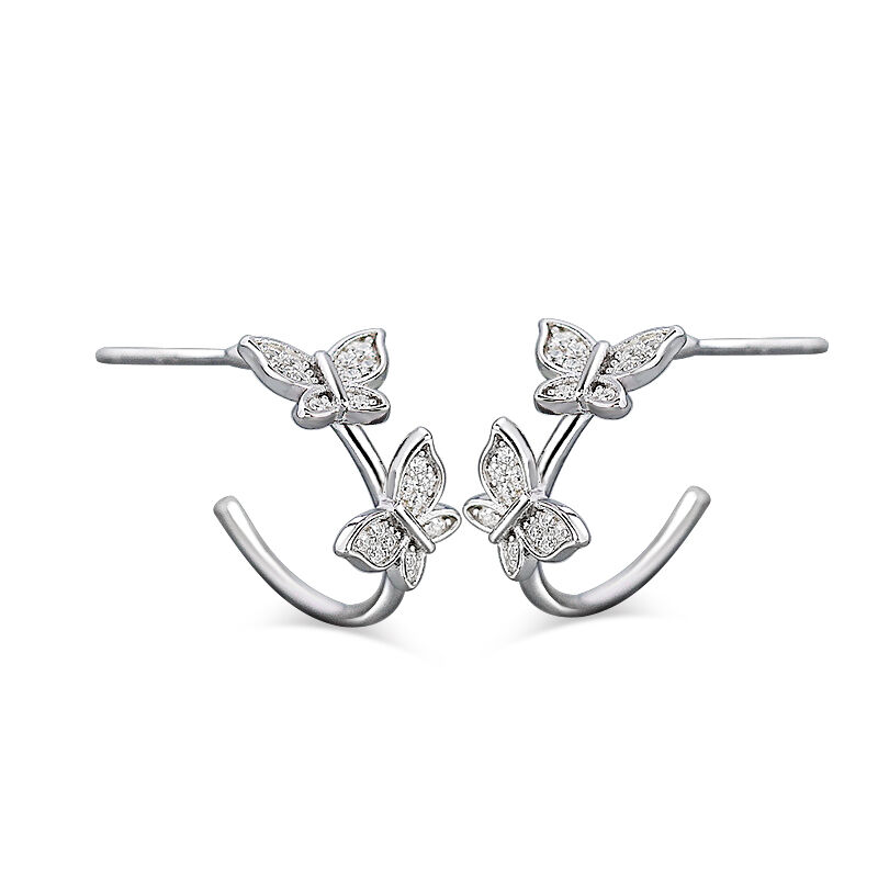 Jeulia Butterfly Design Sterling Silver Earrings