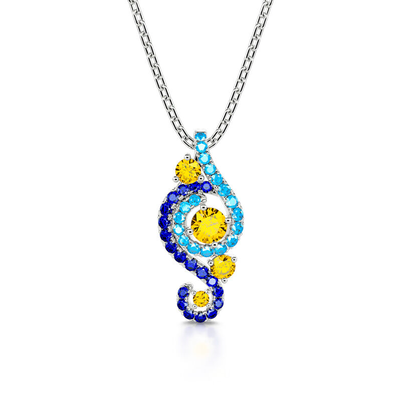 Jeulia "The Starry Night" Round Cut Sterling Silver Necklace