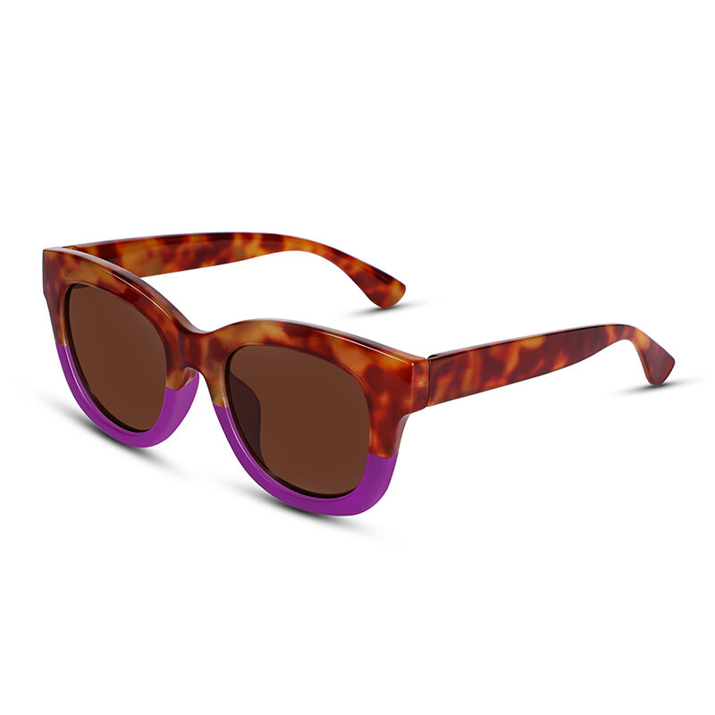 Jeulia Gafas de sol para mujer lente cuadrada montura color tortuga púrpura/marrón