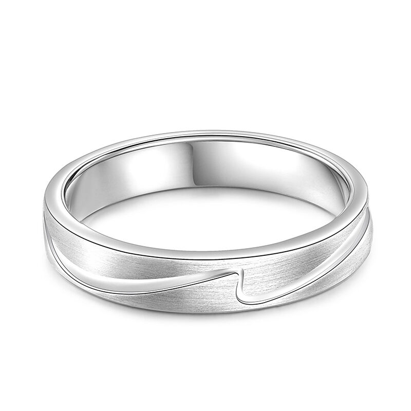 Jeulia Sea Wave Design Sterling Silver Men's Band