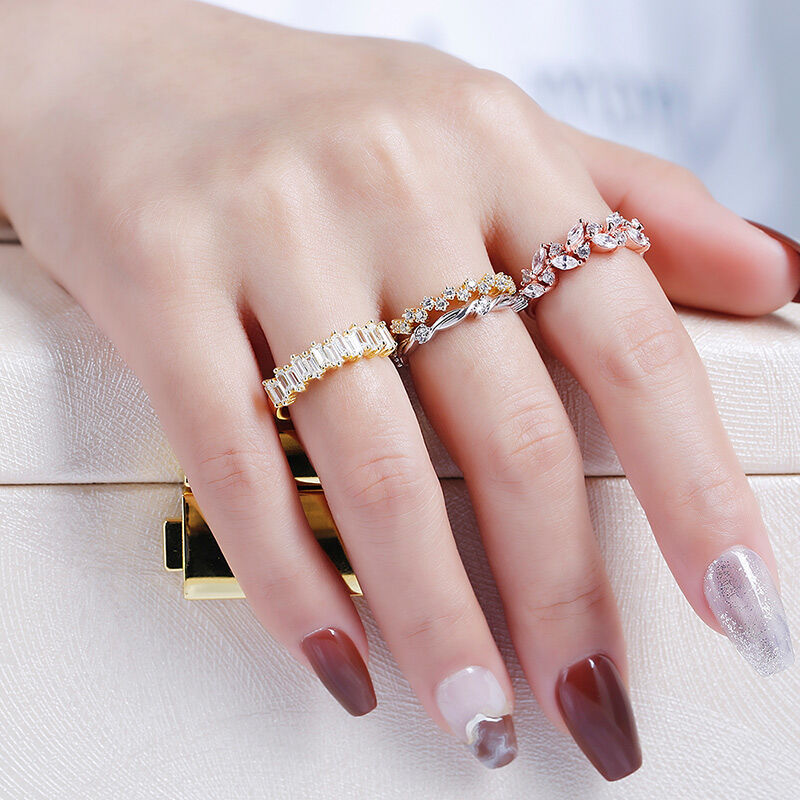 Jeulia Anillo churumbela corte esmeralda de boda para mujer de plata de ley
