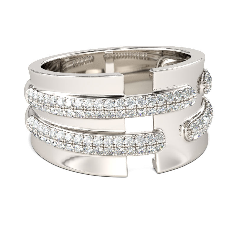 Jeulia Wide Round Cut Sterling Silver Women's Band