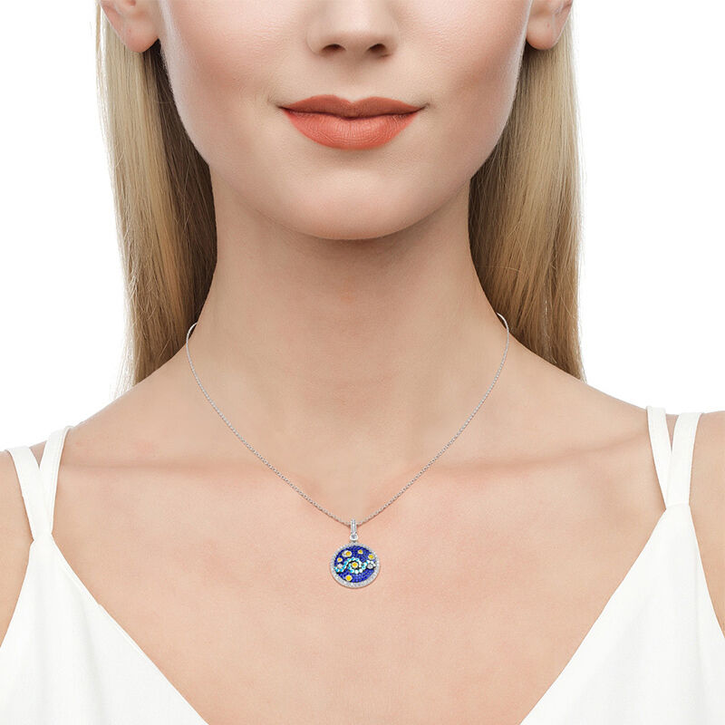 Jeulia "Pure Night" The Starry Night Inspired Sterling Silver Necklace