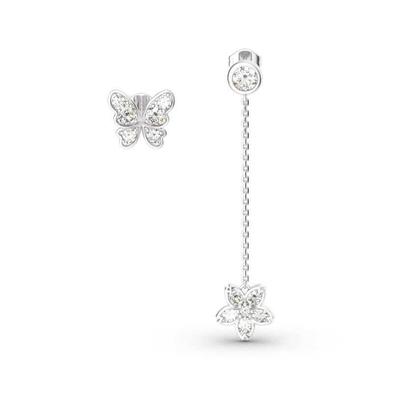 Jeulia Butterfly Sterling Silver Mismatched Earrings