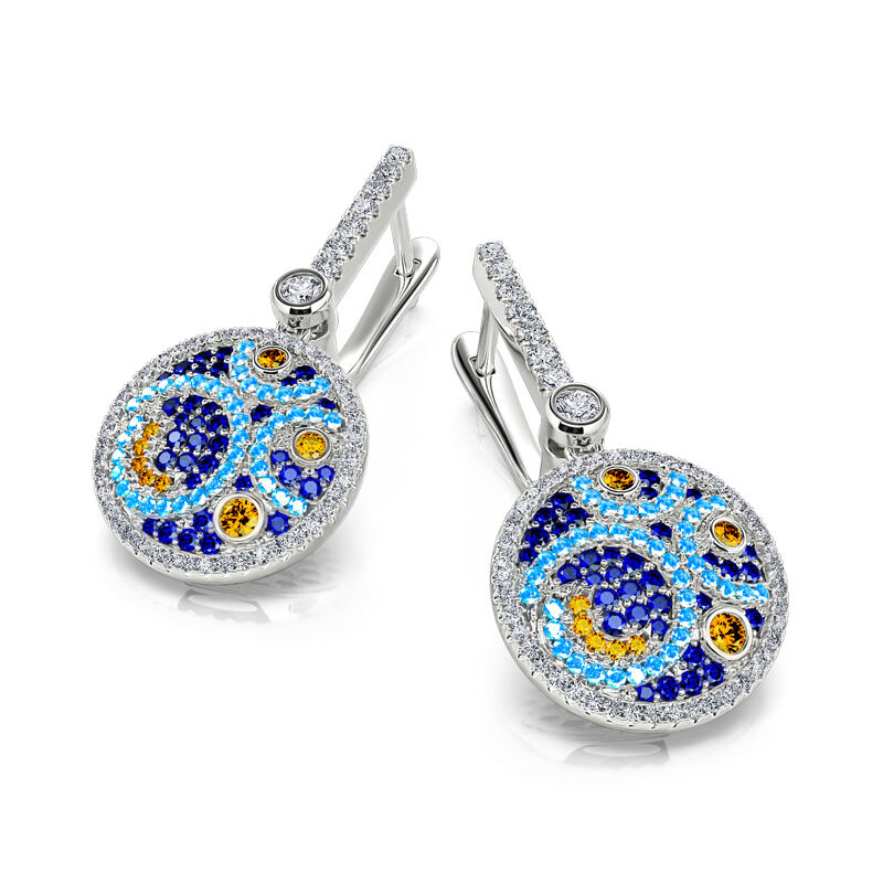 Jeulia "Pure Night" The Starry Night Inspired Sterling Silver Earrings
