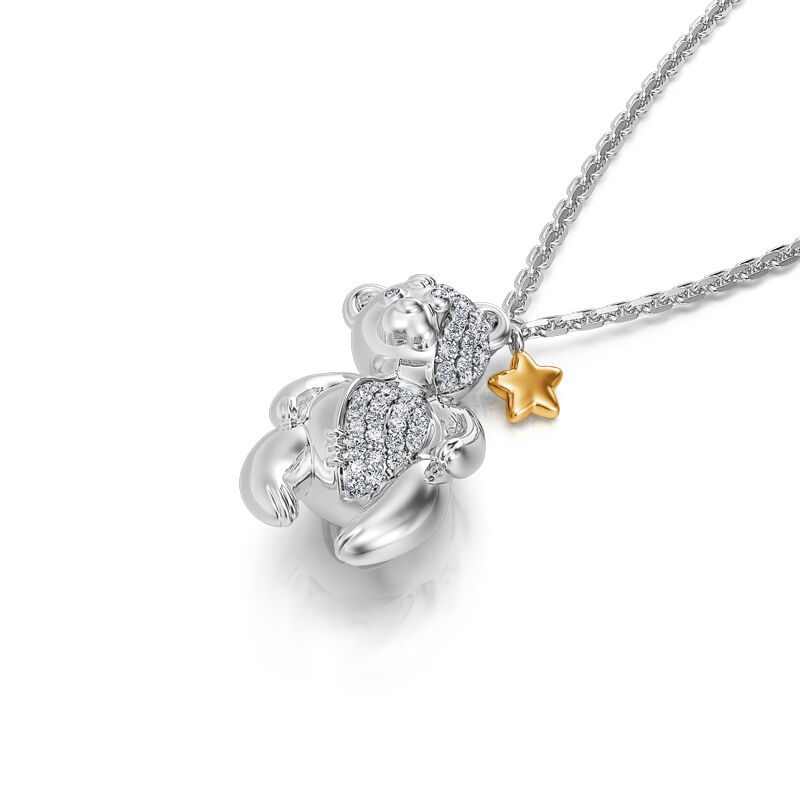 Jeulia "Adorable Bear" Sterling Silver Necklace