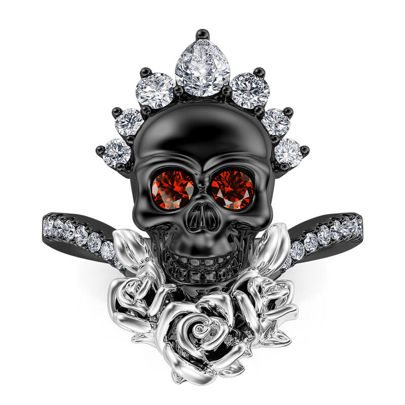 Jeulia "My Queen" Skull&Rose Sterling Silver Ring