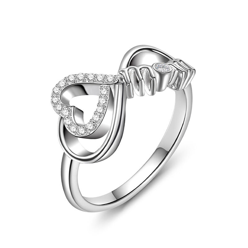 Jeulia "Infinity Love" Mom Heart Sterling Silver Ring