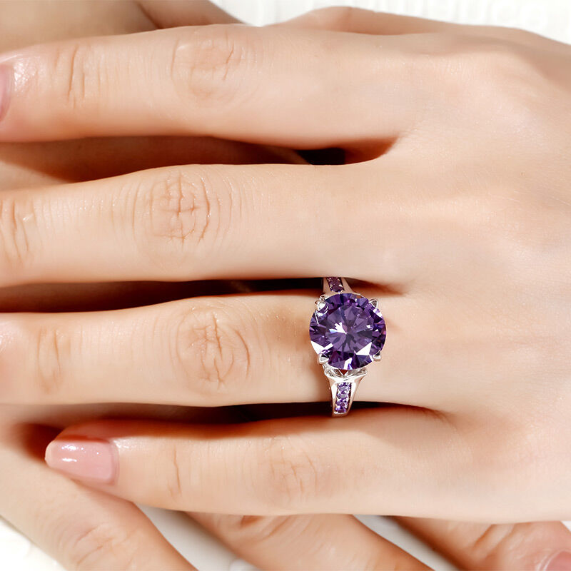 Jeulia Lilac Flower Round Cut Sterling Silver Ring
