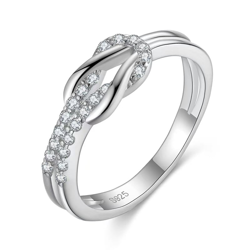 Jeulia Love Forever Knot Promise Ring Sterling Silver