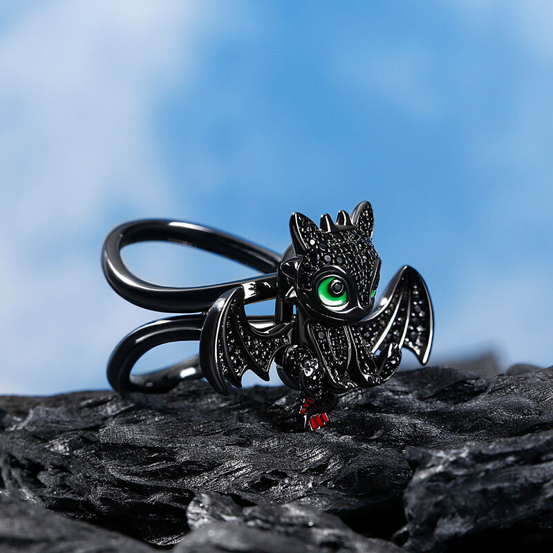 Jeulia "Flying Dragon" Movable Sterling Silver Ring