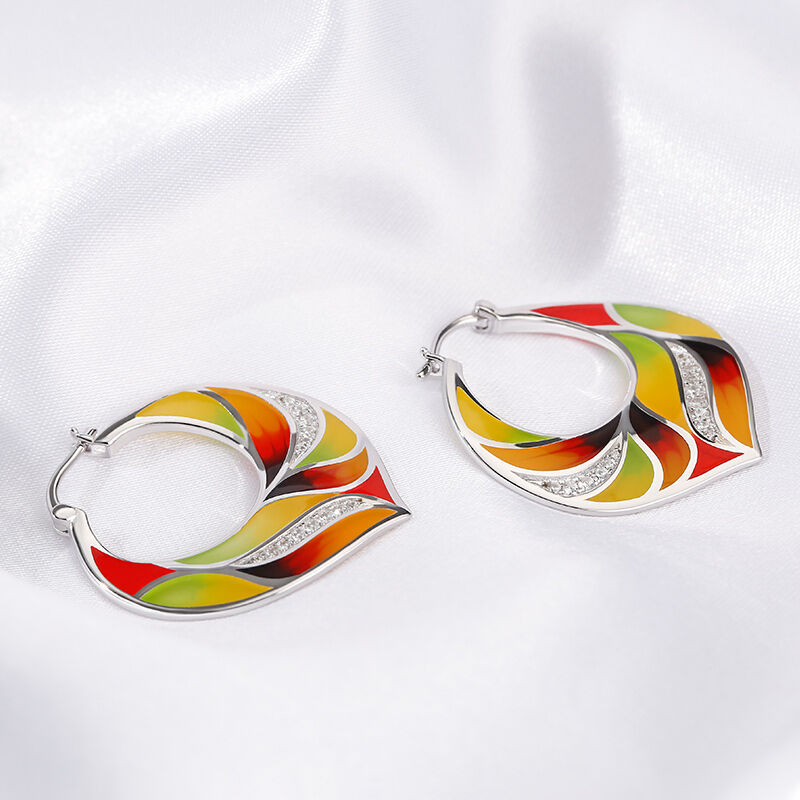 Jeulia "Bold & Bright" Multicolored Enamel Sterling Silver Earrings