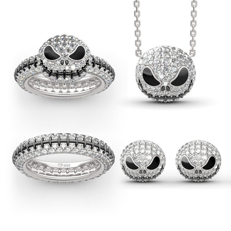 "Pumpkin King" Skull Sterling Silver Jewelry Set