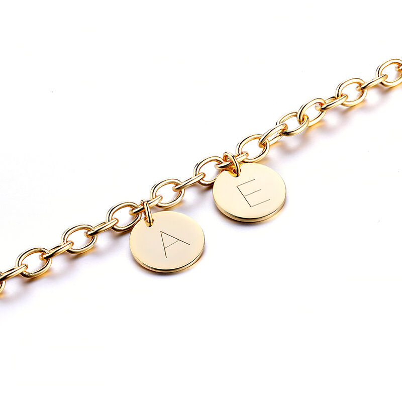 Jeulia Initial Disc Personalized Sterling Silver Bracelet