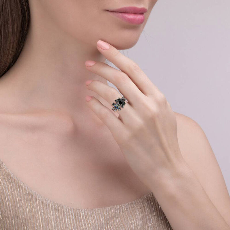 Jeulia Round Cut Sterling Silver Skull Ring