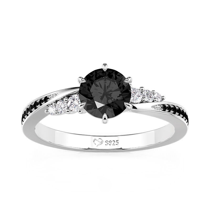 Jeulia Twist Simple Round Black Promise Ring