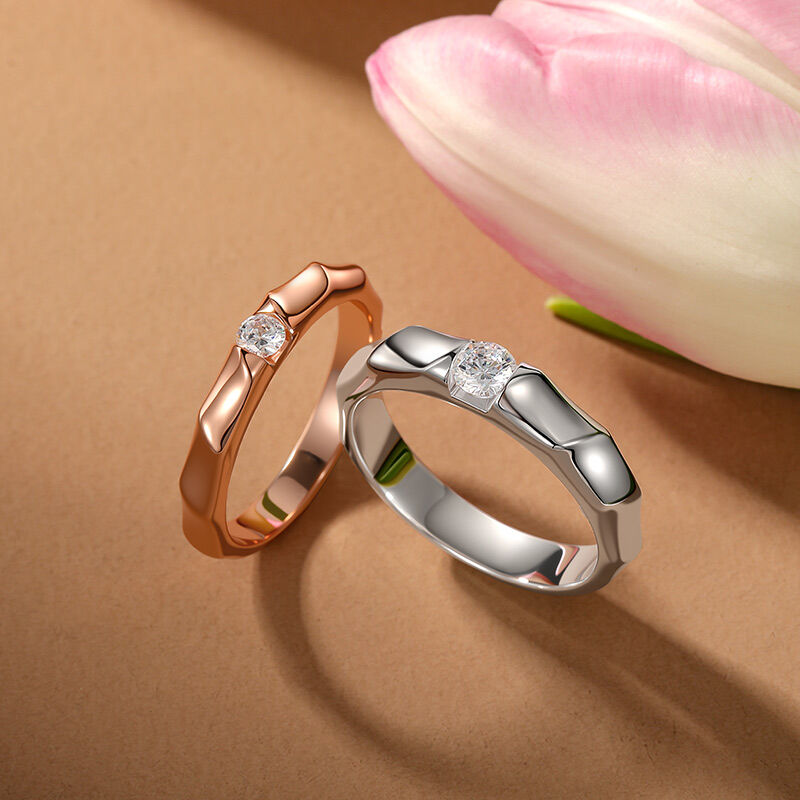 Jeulia Simple Solitaire Twisted Ribbon Couple Rings Sterling Silver