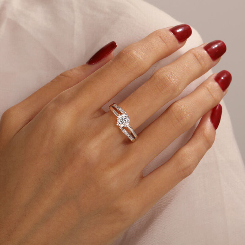 Jeulia Bague de Mariage Bypass Simple en Argent Sterling