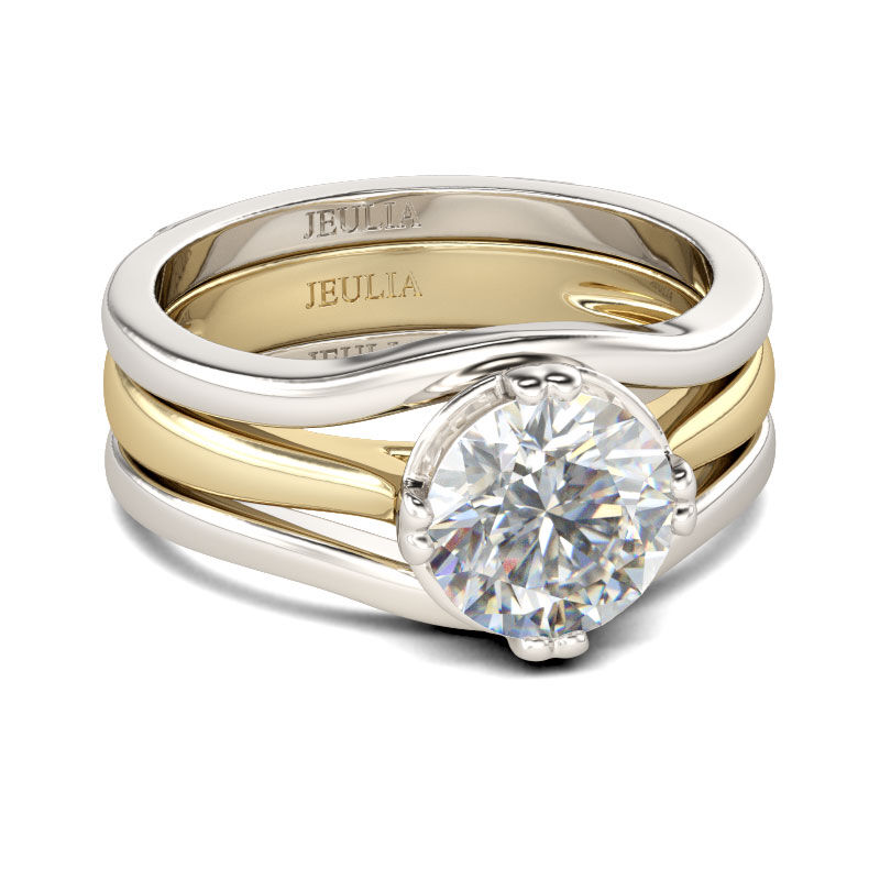 Jeulia Simple Round Cut Sterling Silver Enhancer Ring Set