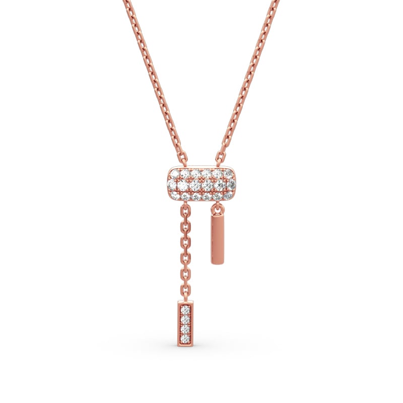 Jeulia Asymmetric Dangle Sterling Silver Necklace