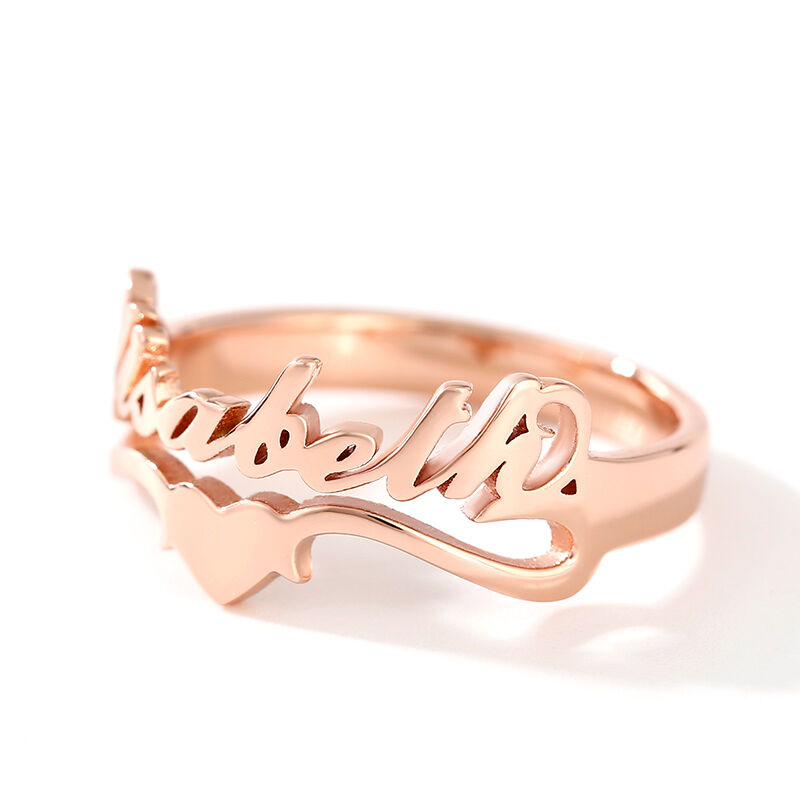 Jeulia "Keep Love in Your Heart" Personalized Sterling Silver Name Ring