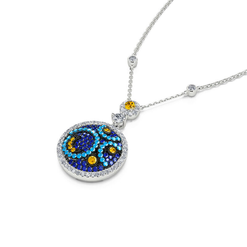 Jeulia "Pure Night" The Starry Night Inspired Sterling Silver Necklace