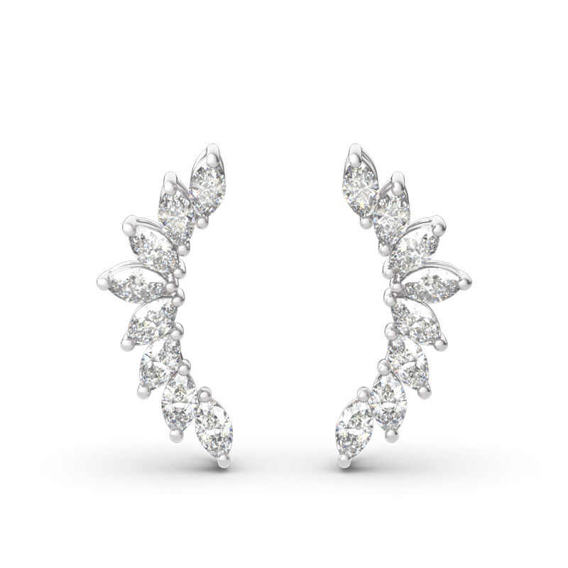 Jeulia Leaves Marquise Cut Sterling Silver Climber Earrings