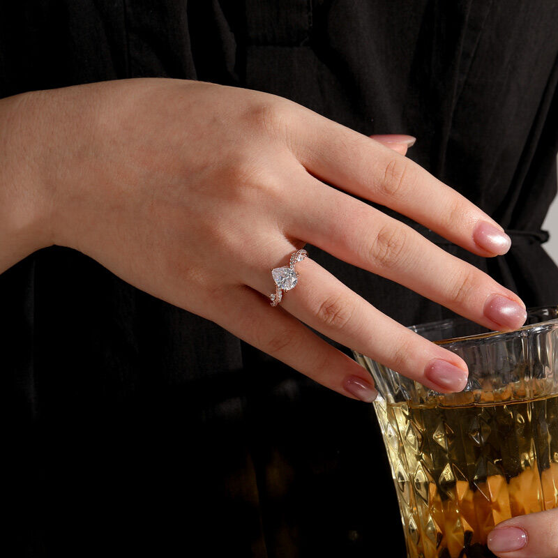 Jeulia Bypass Twisted Vine Custom Pear Shaped Engagement Ring