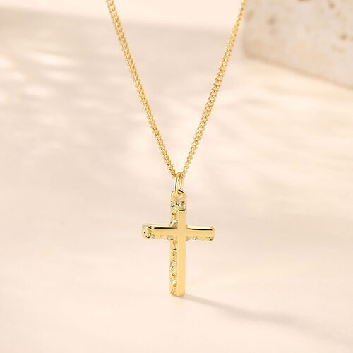 Jeulia Follow Jesus Textured Cross Sterling Silver Necklace
