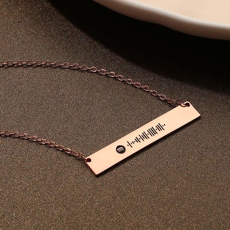 Jeulia Scannable Spotify Code Classic Bar Stainless Steel Necklace