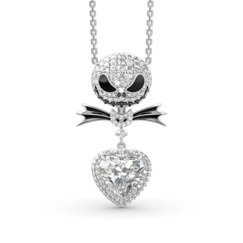 Jeulia “Bat Bow Tie" Skull Heart Cut Sterling Silver Jewelry Set