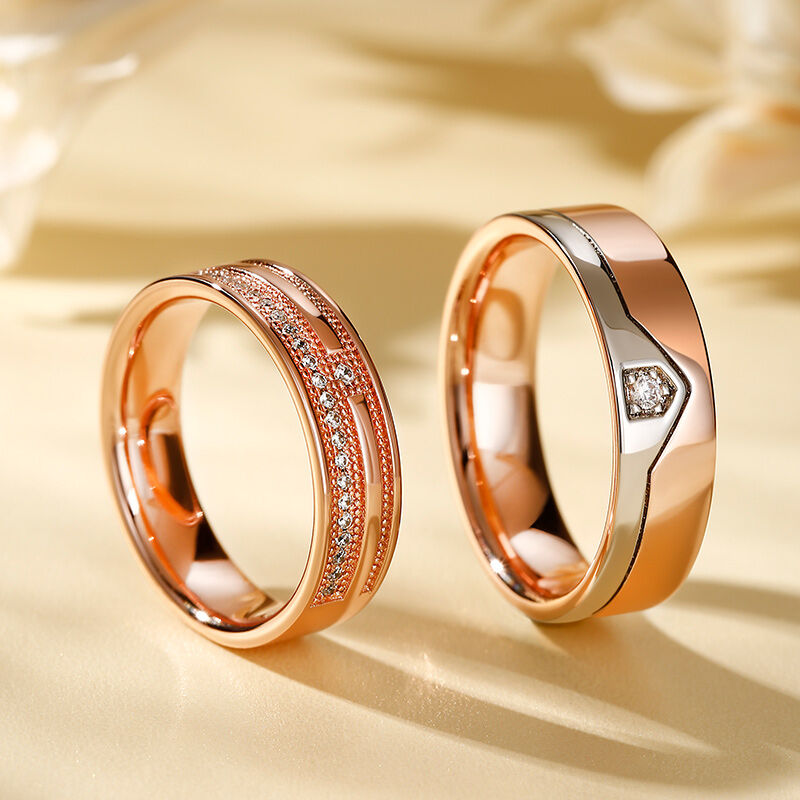 Jeulia "Timelessness" Round Cut Sterling Silver Couple Rings