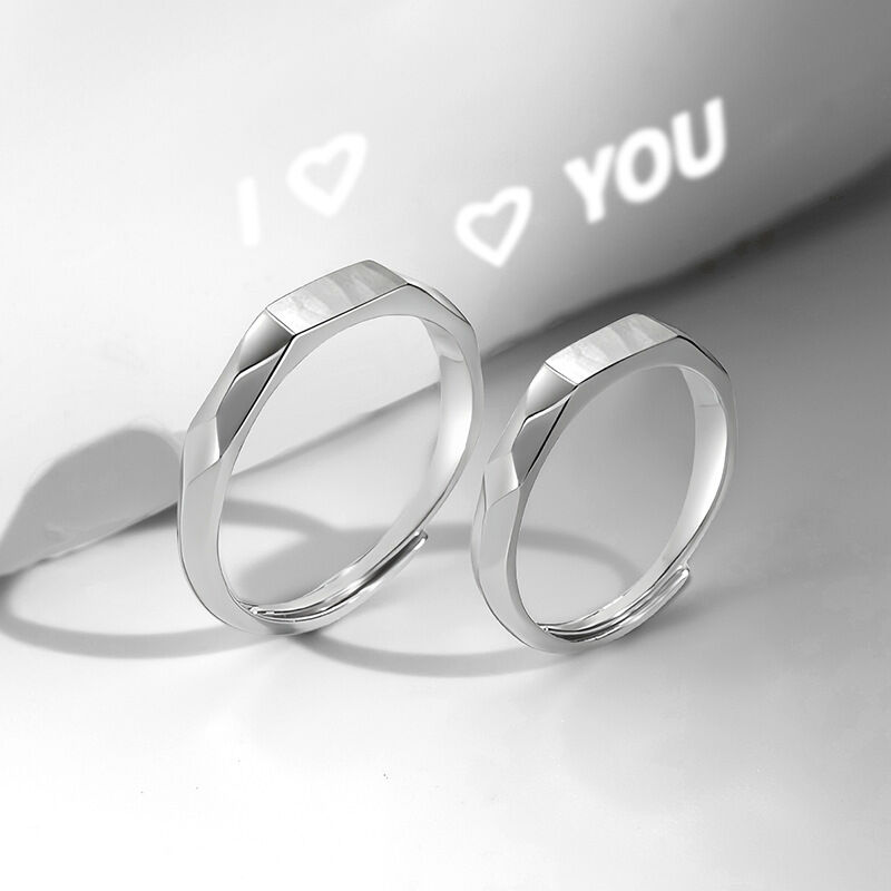 Jeulia Creative "I Love You" Projection Couple Rings Sterling Silver