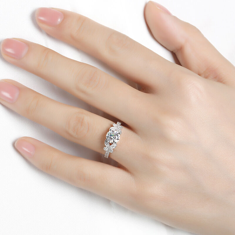 Jeulia Anello Con Farfalla Taglio Rotondo in Argento Sterling
