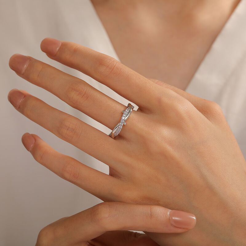 Jeulia Classico Anello Eternità per Donna con Spine Intrecciate in Argento Sterling