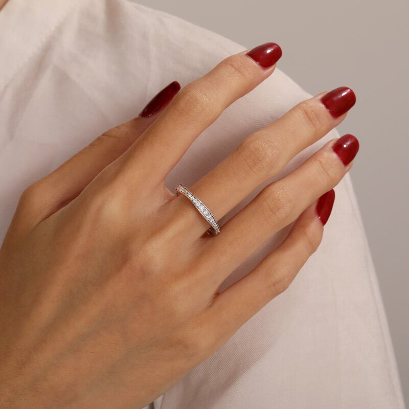 Jeulia Classic Eternity Wedding Band for Women Sterling Silver