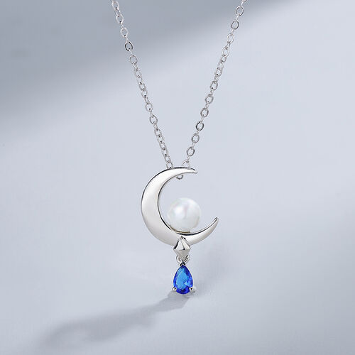 Jeulia Moon&Pearl Sterling Silver Necklace