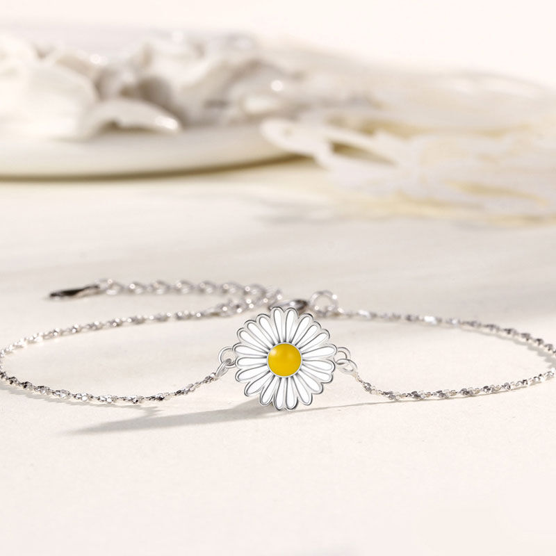 Jeulia Dainty Daisy Flower Sterling Silver Bracelet
