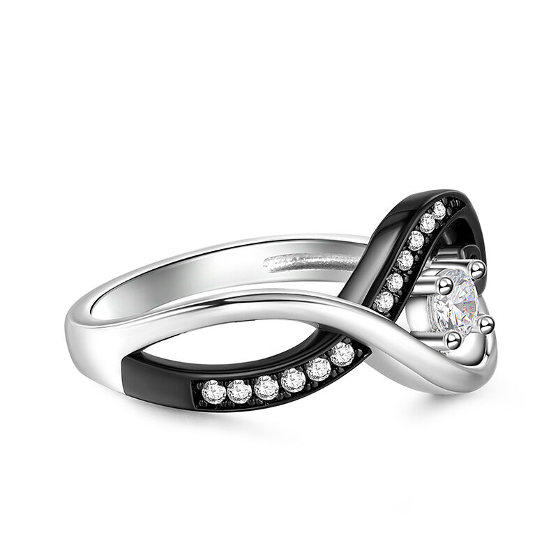 Jeulia "Love in the Moonlight" Two Tone Infinity Love Sterling Silver Ring