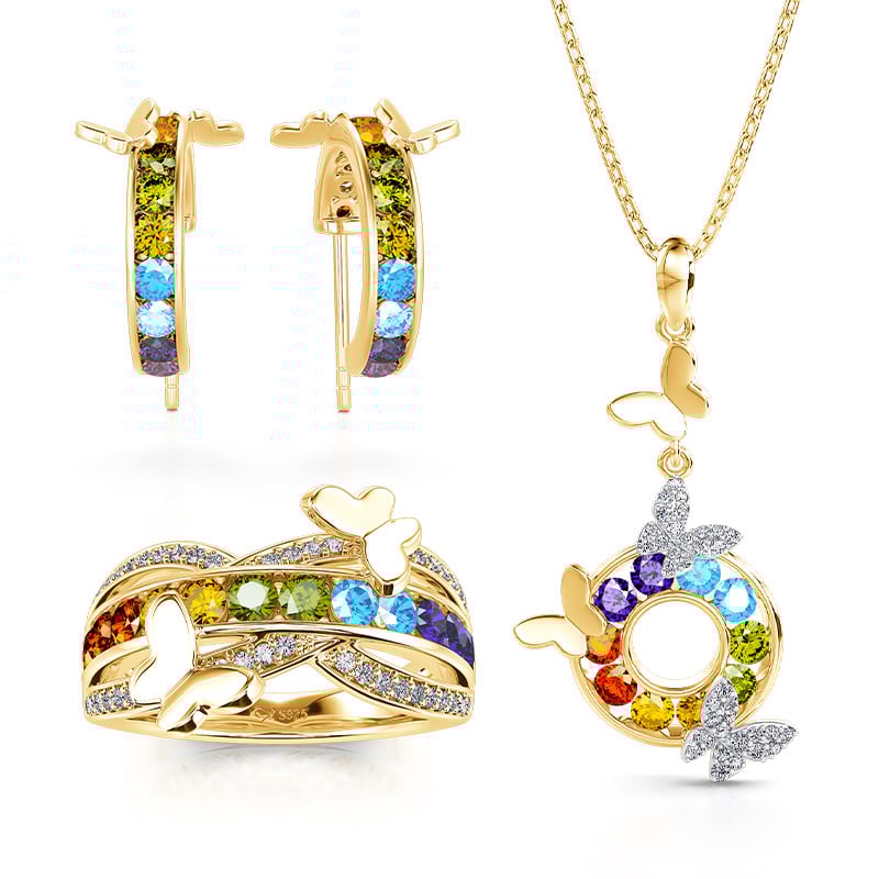 Jeulia "Hello Beauty" Butterfly Cross Sterling Silver Jewelry Set