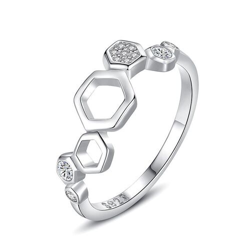 Jeulia Honeycomb Hollow Sterling Silver Ring