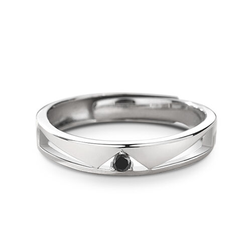 Jeulia Simple Solitaire Adjustable Sterling Silver Men's Band