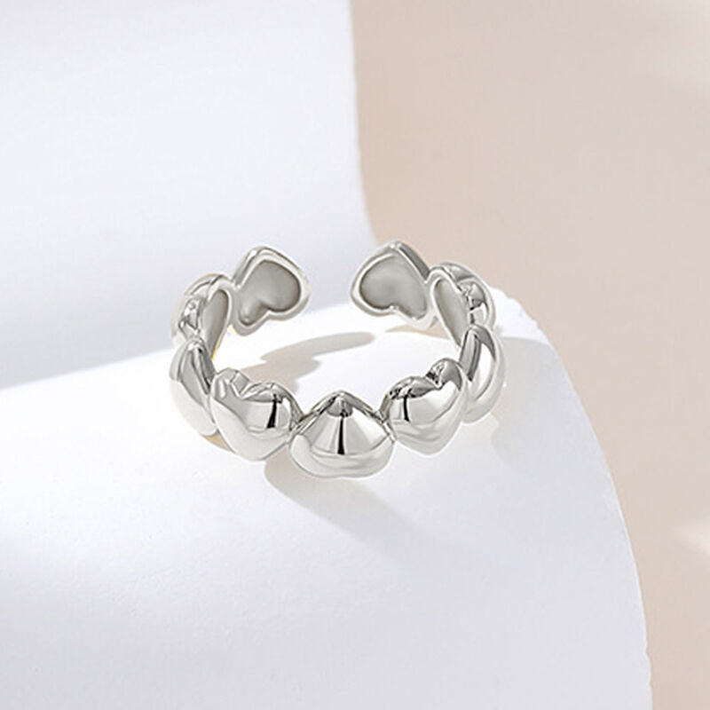 Jeulia Heart Shape Sterling Silver Adjustable Open Ring