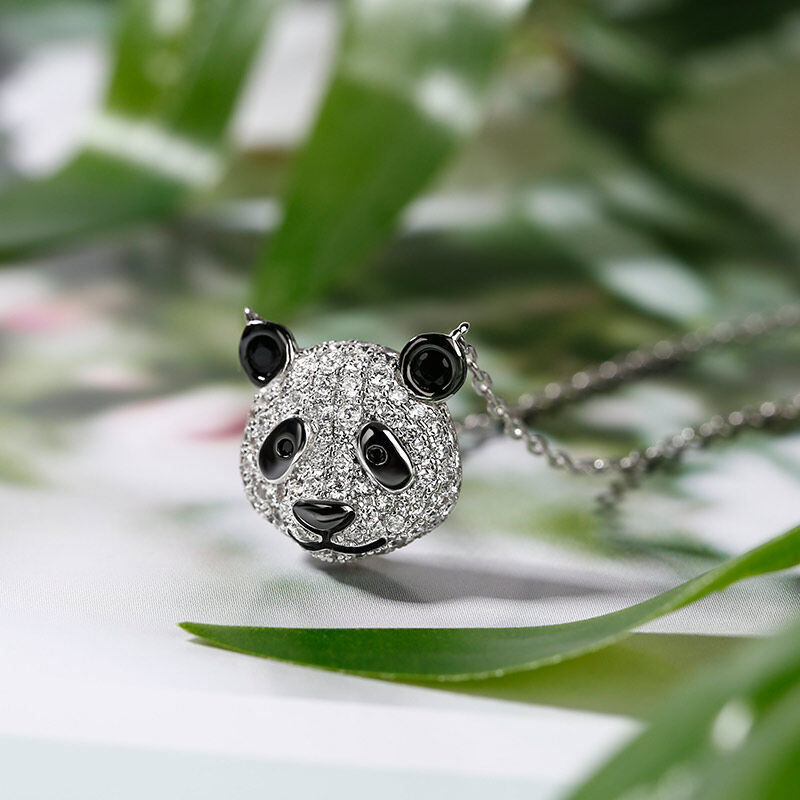 جوليا قلادة لطيف الباندا الفضة الإسترليني بتصميم"كن هادئا وثابتا"