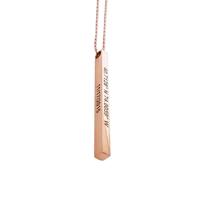 Jeulia Personalized Vertical Bar Sterling Silver Necklace