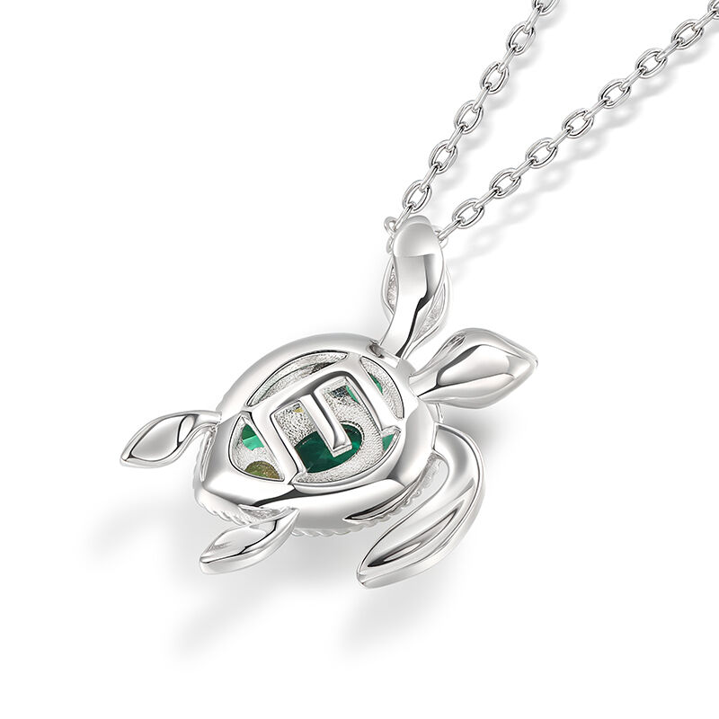 Jeulia "Colorful Turtle" Personalized Sterling Silver Necklace
