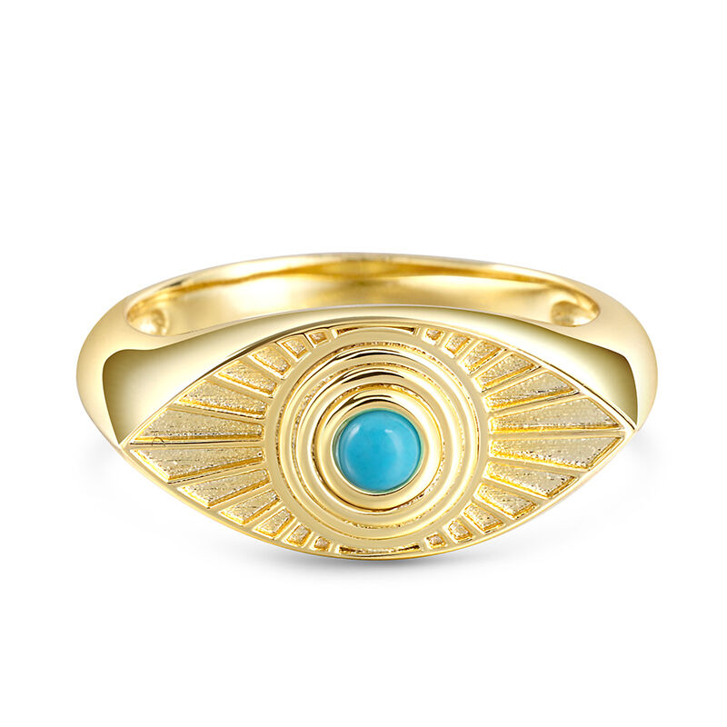 Jeulia Urquoise Evil Eye Signet Sterling Silver Ring