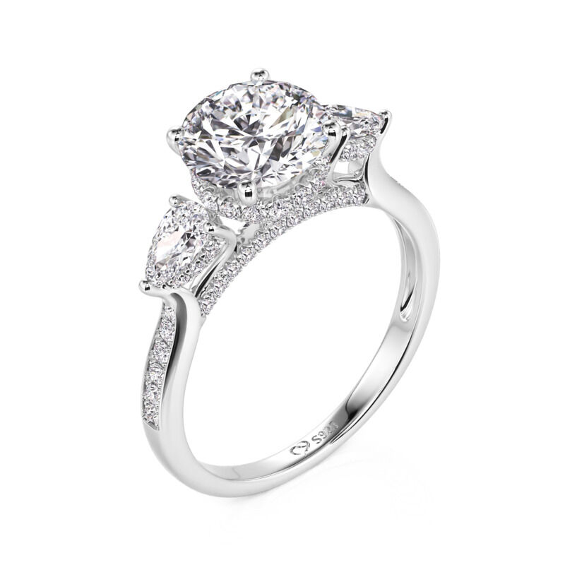 Jeulia Hidden Halo Round Cut Engagement Ring Sterling Silver